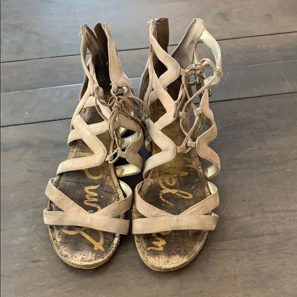 Sam Edelman nude sandal straps zip up